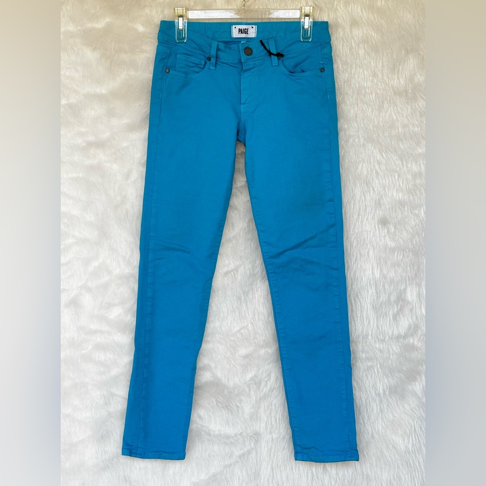 PAIGE BRIGITTE BOYFRIEND SKINNY JEANS BLUE COLOR FIESTA DESTRUCTED NWT SIZE 28